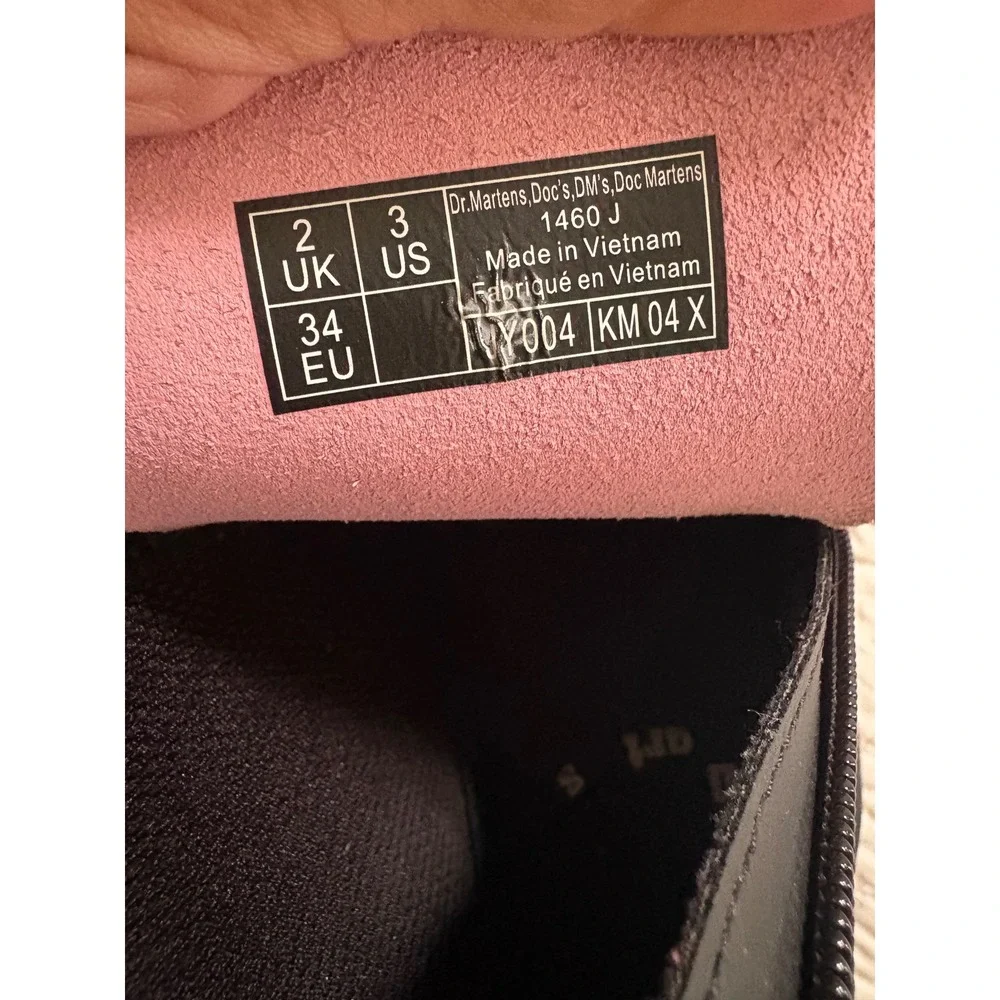 Dr. Martens 1460 Pale Pink Patent Leather Lace Up Side Zip Boots US 3 Youth